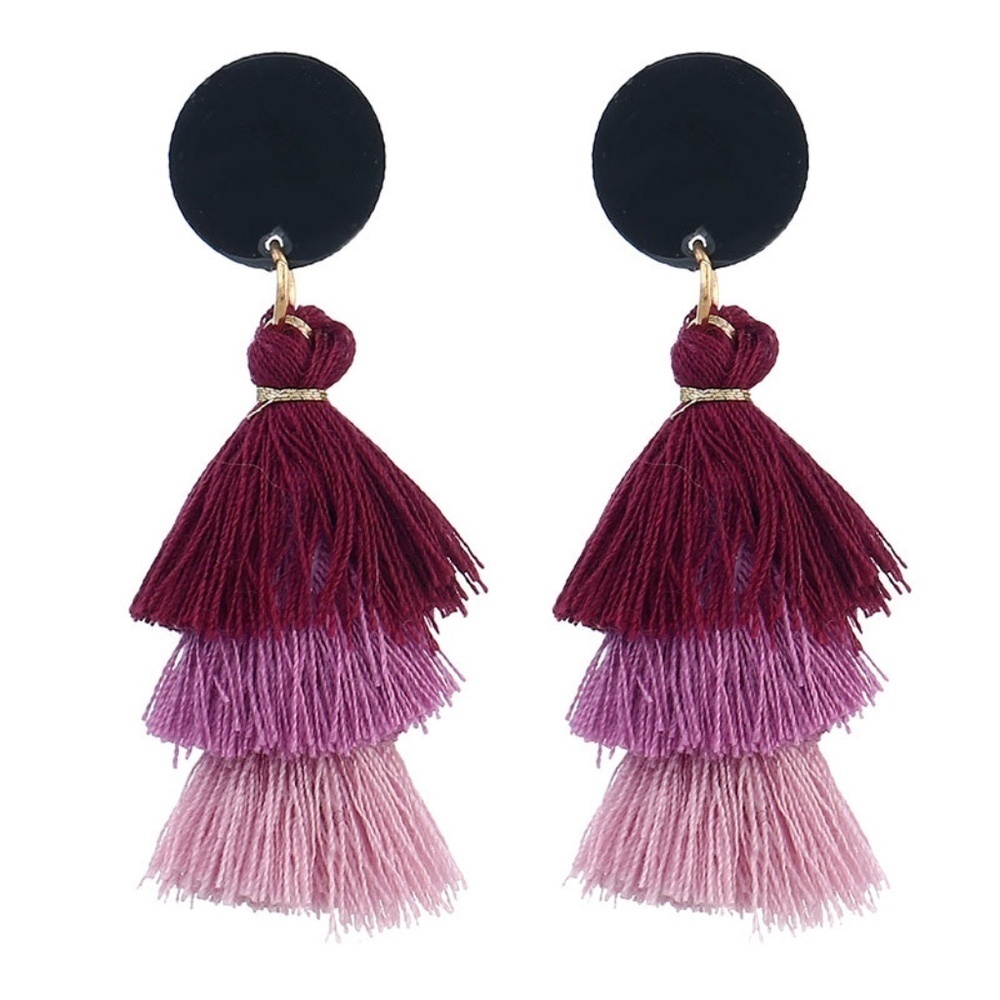 *MAIRE* Purple Tassel Design Fashion Earrings